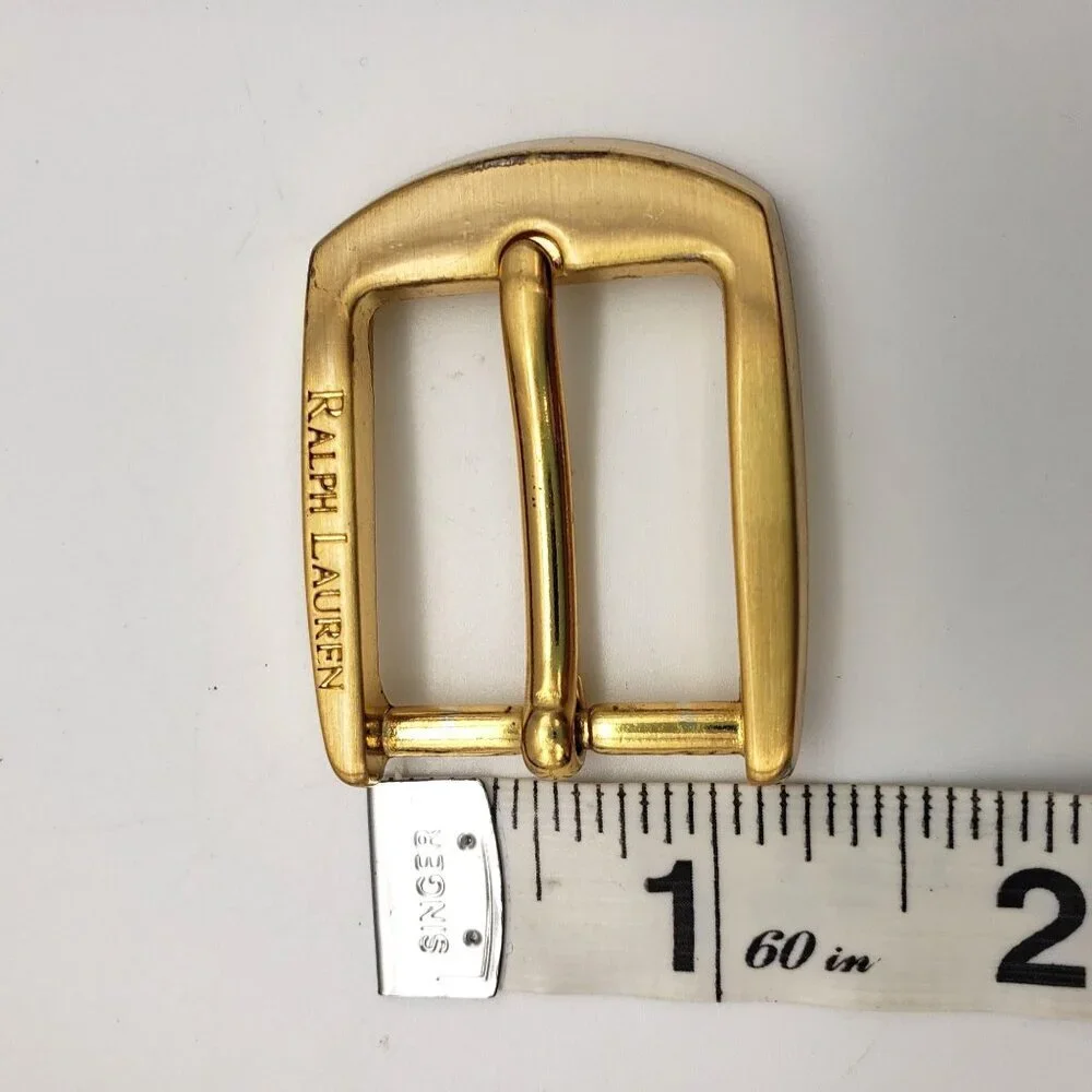Vintage Ralph Lauren Logo Engraved Gold-Tone Belt Buckle Classic Preppy